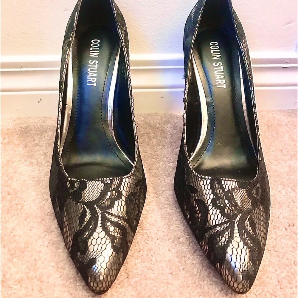 Black lace high heels